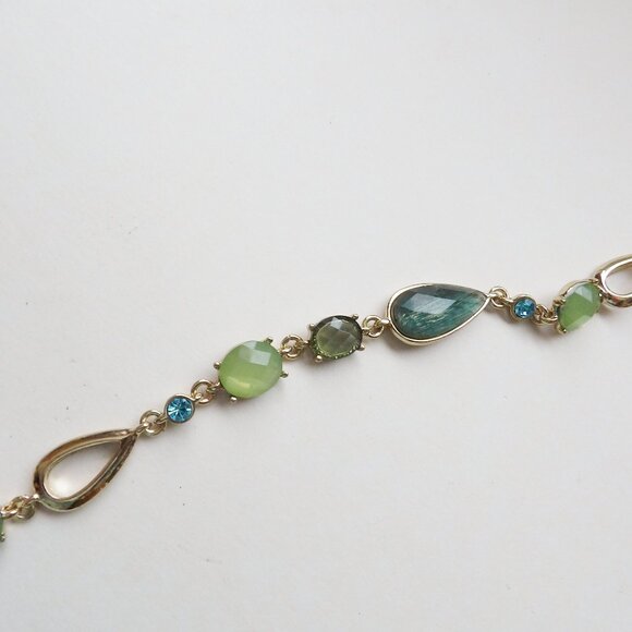 Anne Klein Bundle of 2 Long Strand Necklaces Blue Green & Orange Yellow Colors - Picture 4 of 7